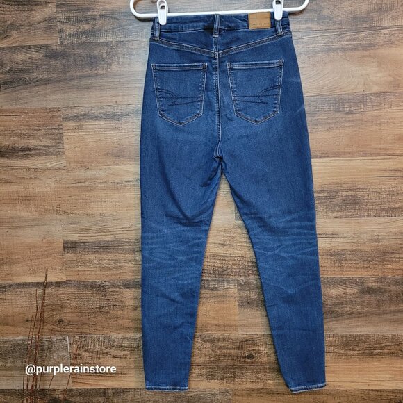 American Eagle Jeans 2 S Jegging Curvy Super Hi Rise Next Level Stretch Dark - Picture 2 of 13